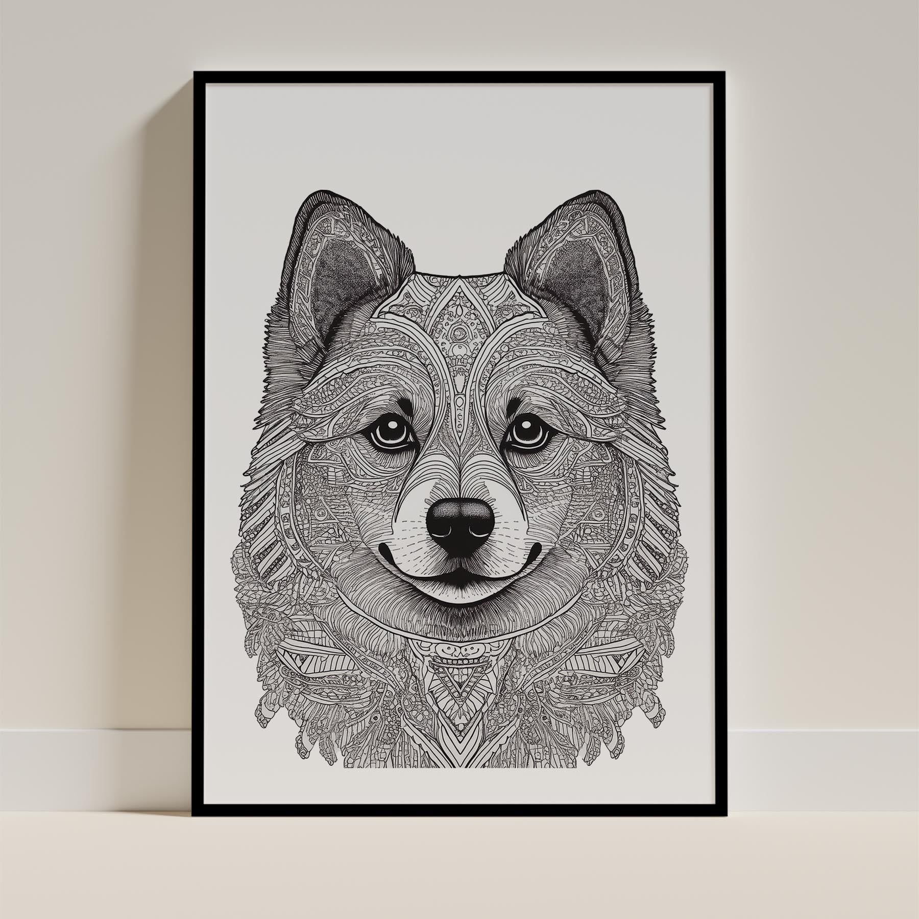 Pomeranian Mandala Black and White Dog Series image 0