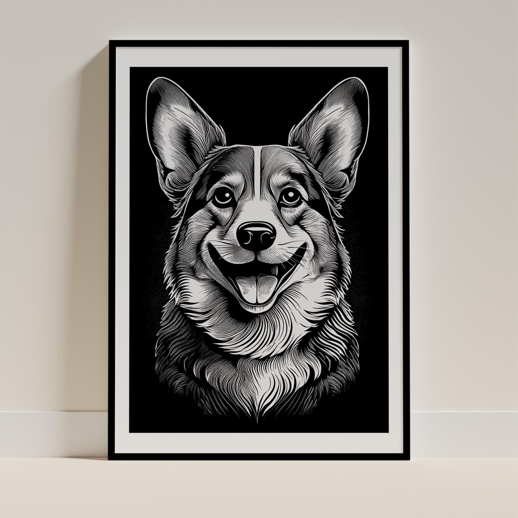 Corgi Line Dog Series in Black and White image 0