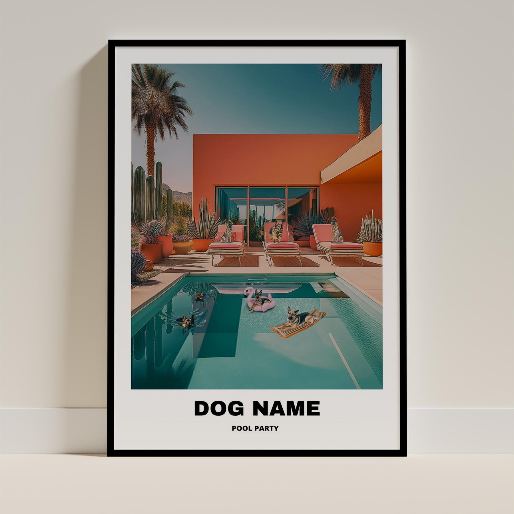 German Shepherd Custom Pool Party WITH TEXT image 0