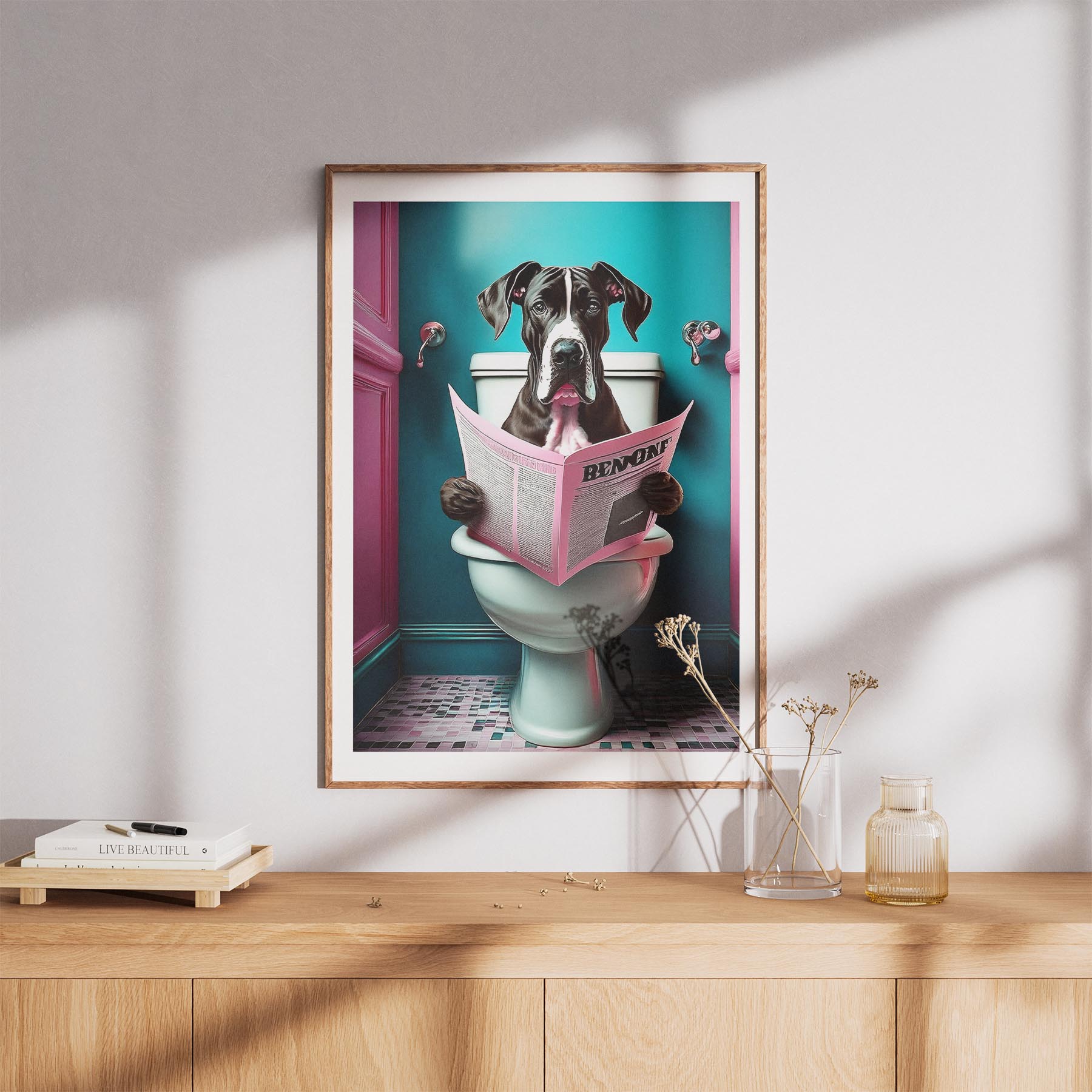 Great Dane Toilet Dogs PInk and Turquise image 8