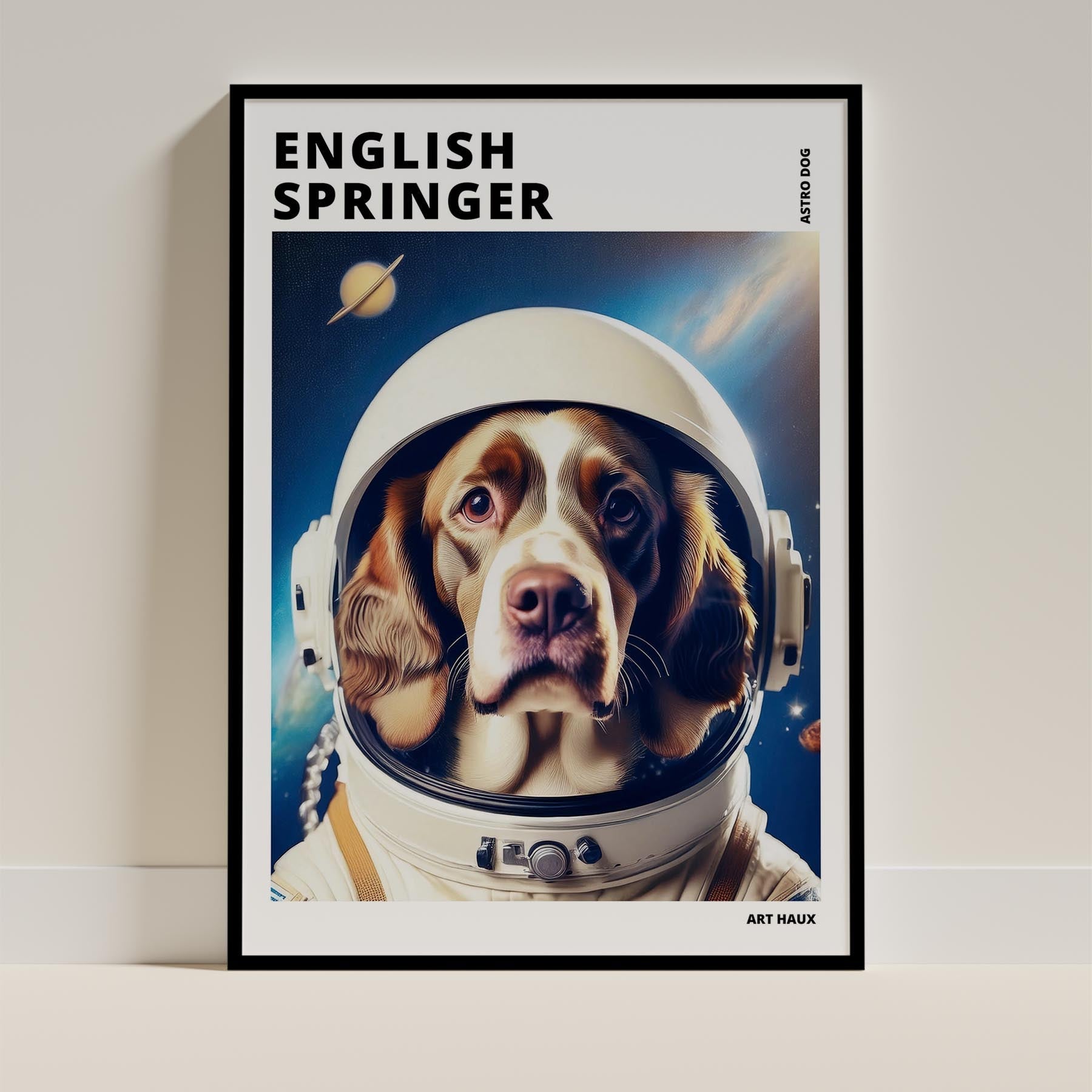 English Springer Spaniel Astronaut Dog Series with Text Astro Dog image 11