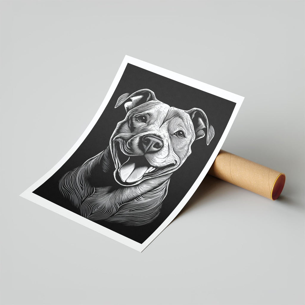 Staffordshire Bull Terrier Line Dog Series in Black and White image 6