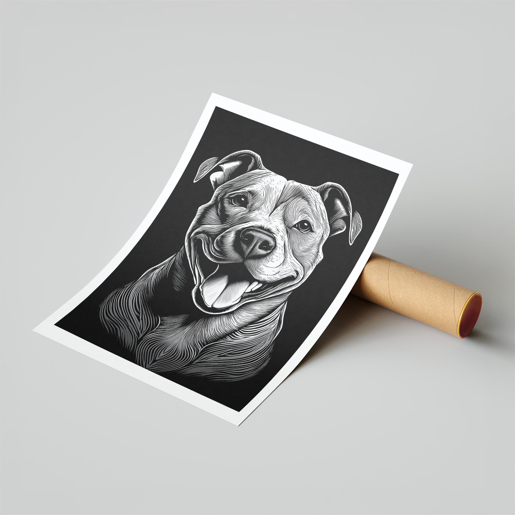 Staffordshire Bull Terrier Line Dog Series in Black and White image 6