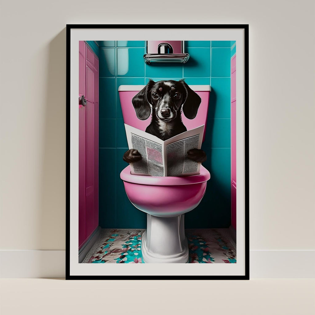 Dachshund Toilet Dogs PInk and Turquise image 0