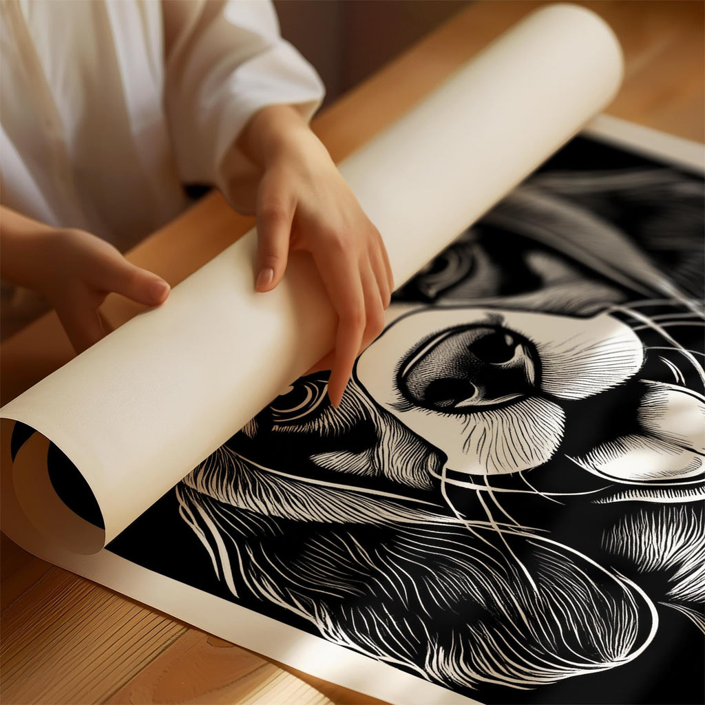 Cavalier Spaniel Line Dog Series in Black and White image 1