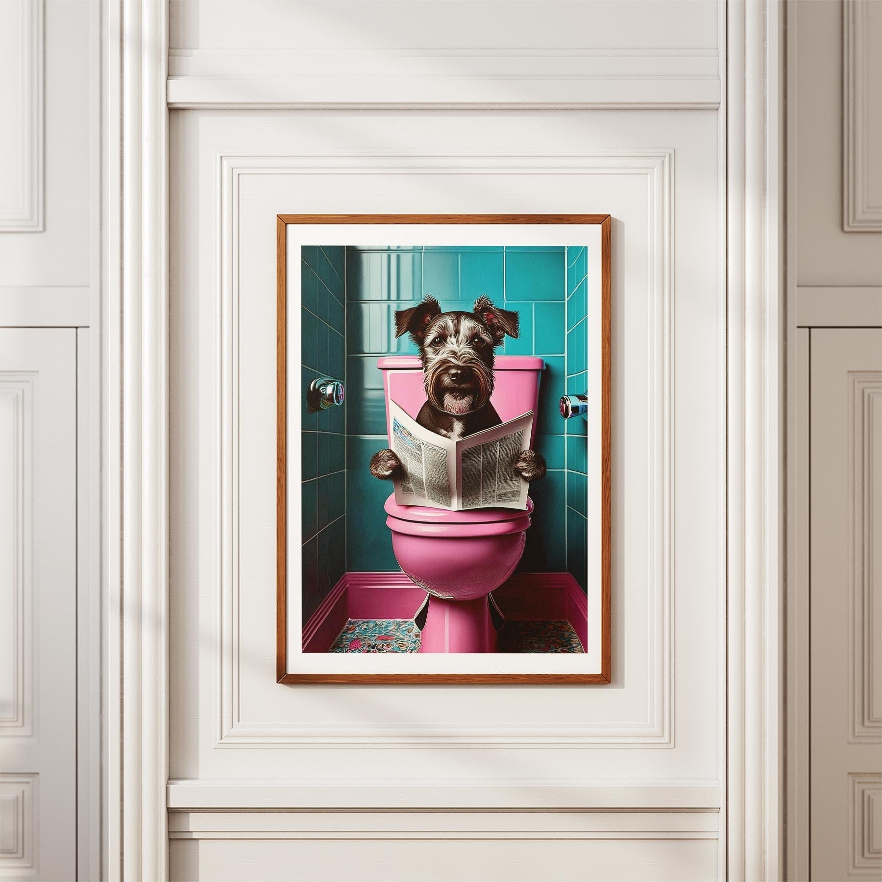 Irish Terrier Toilet Dogs PInk and Turquise image 3