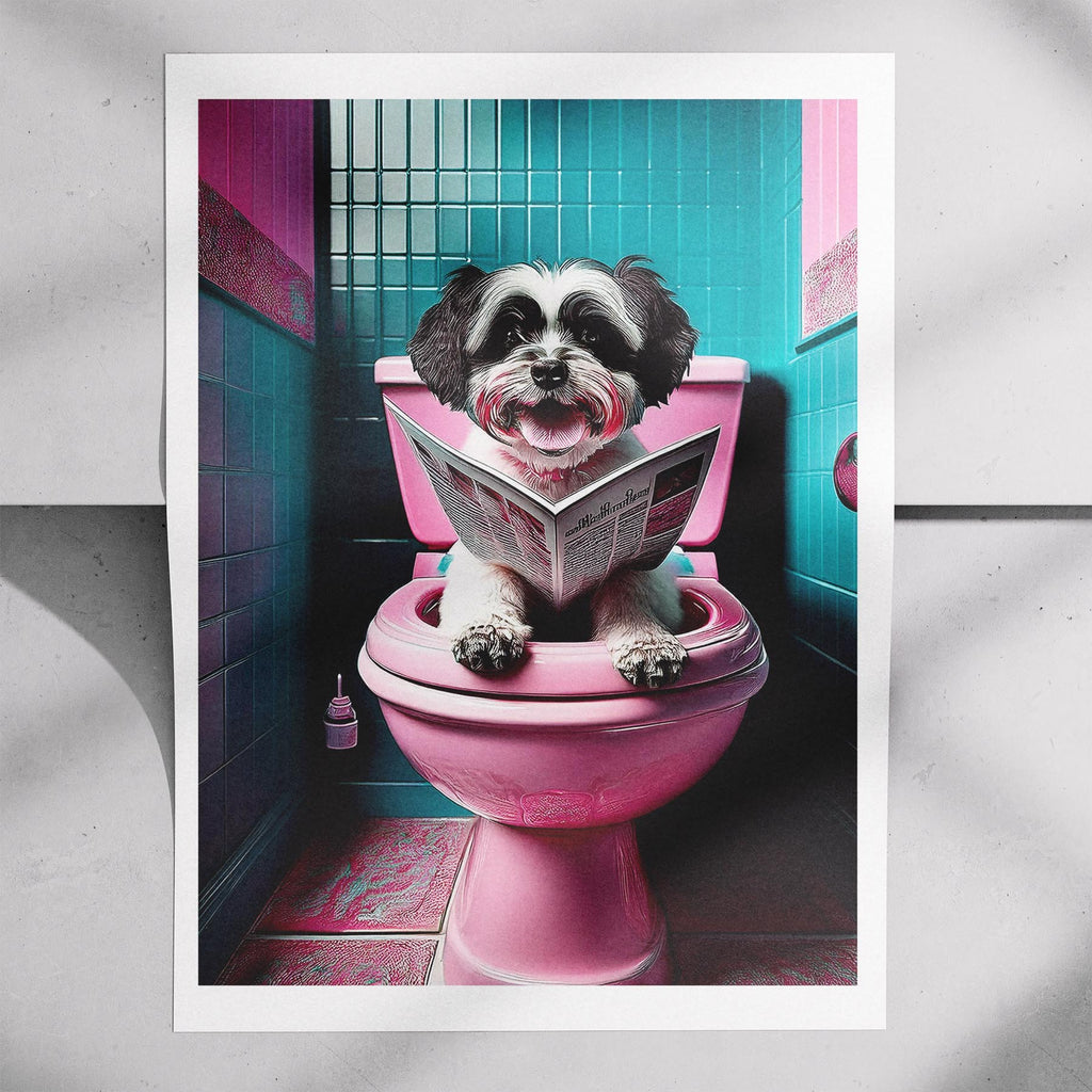 Maltese Toilet Dogs PInk and Turquise image 7