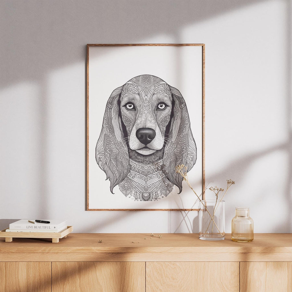 Afghan Mandala Black and White Dog Series image 8