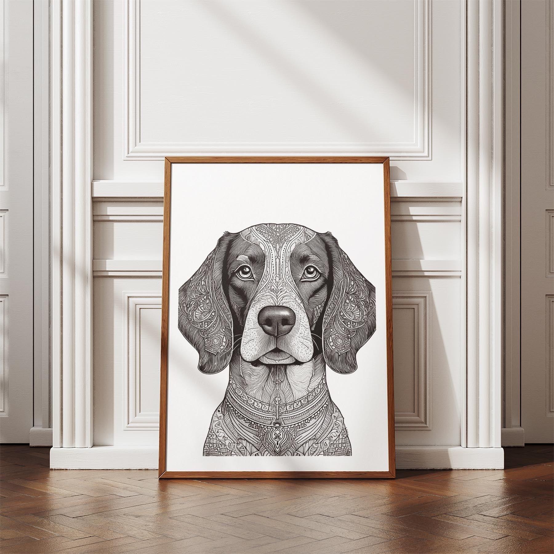 English Springer Spaniel Mandala Black and White Dog Series image 4