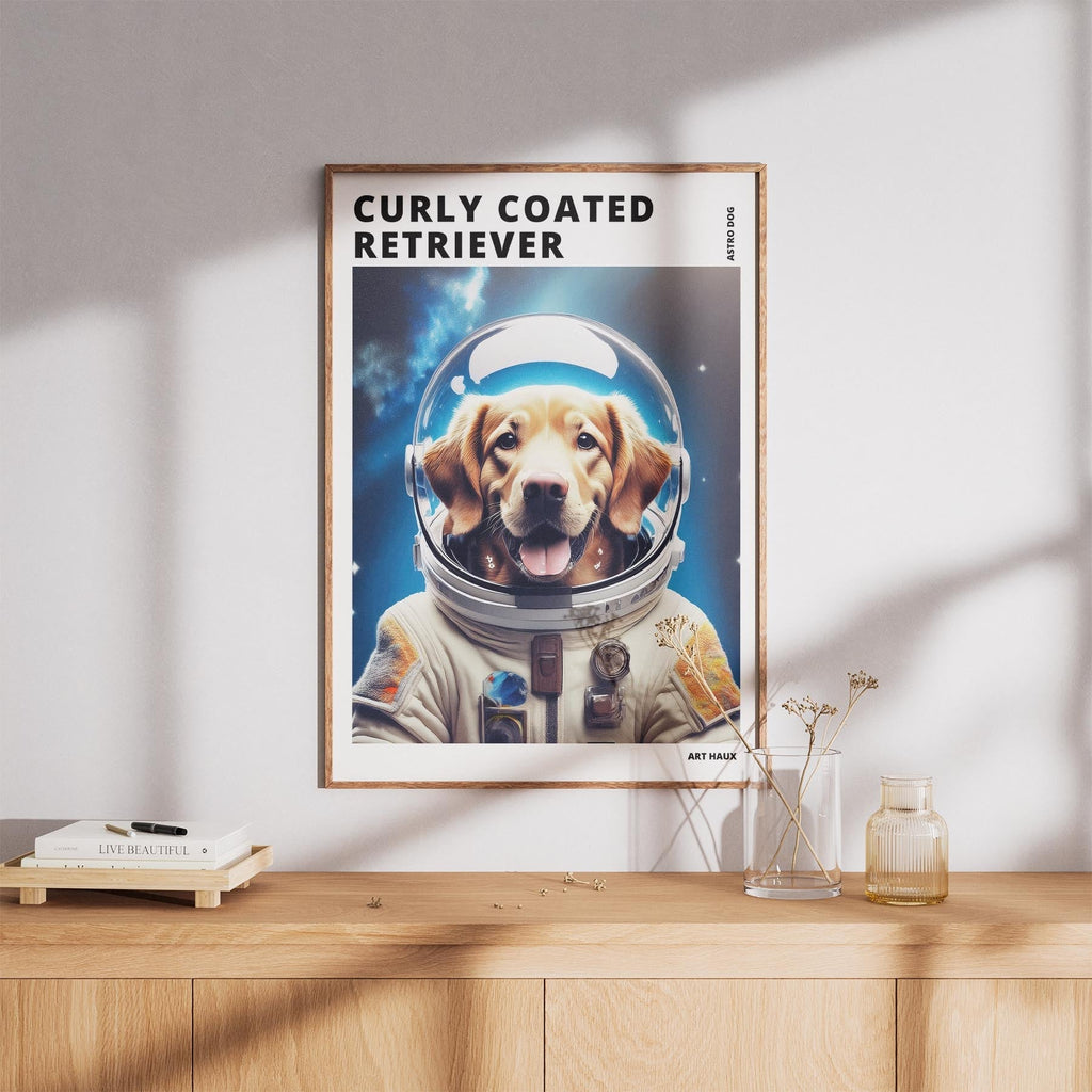 Curly Coated Retriever Astronaut Dog Series with Text Astro Dog image 8