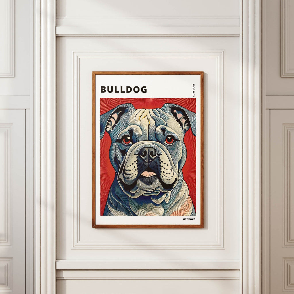 Bulldog Hokusai Japanese Inspired Dog Series with Text image 3