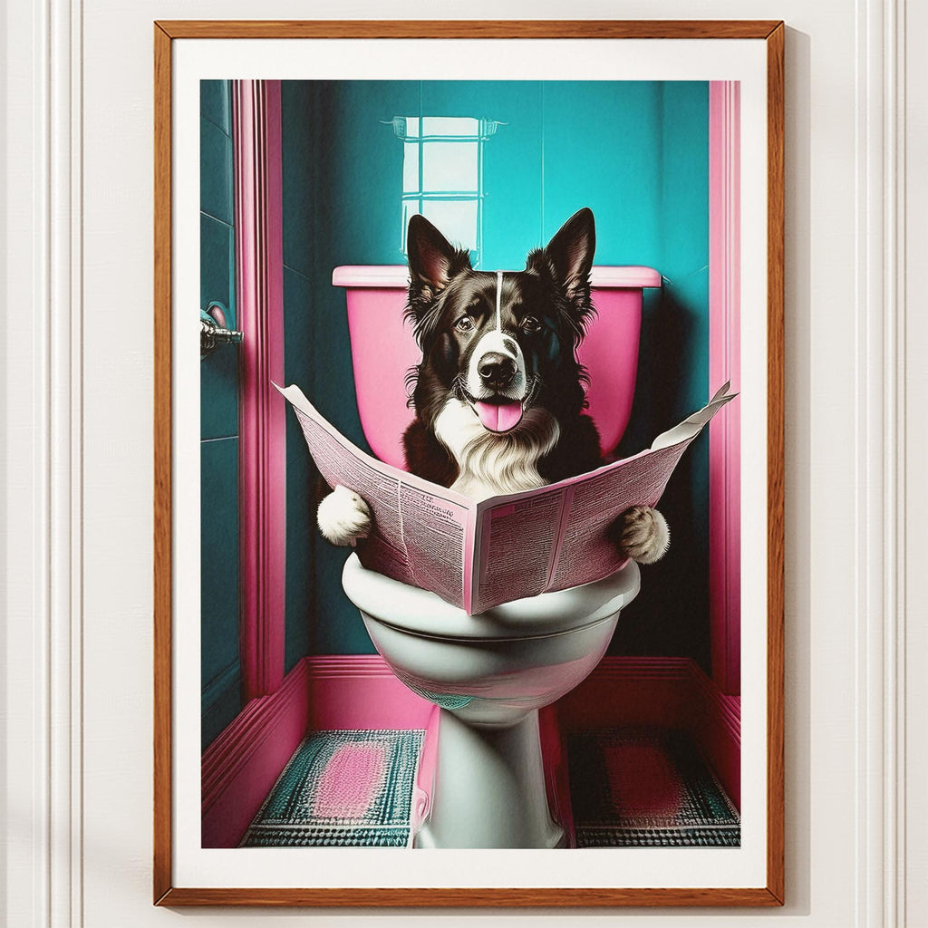 Border Collie Toilet Dogs PInk and Turquise image 10