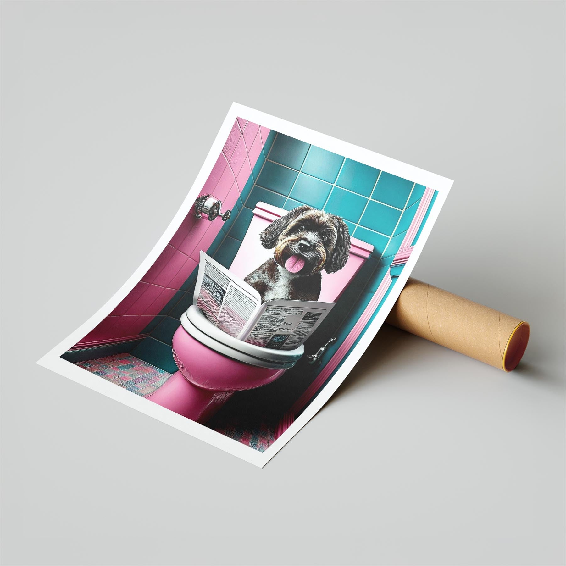 Moodle Toilet Dogs PInk and Turquise image 6