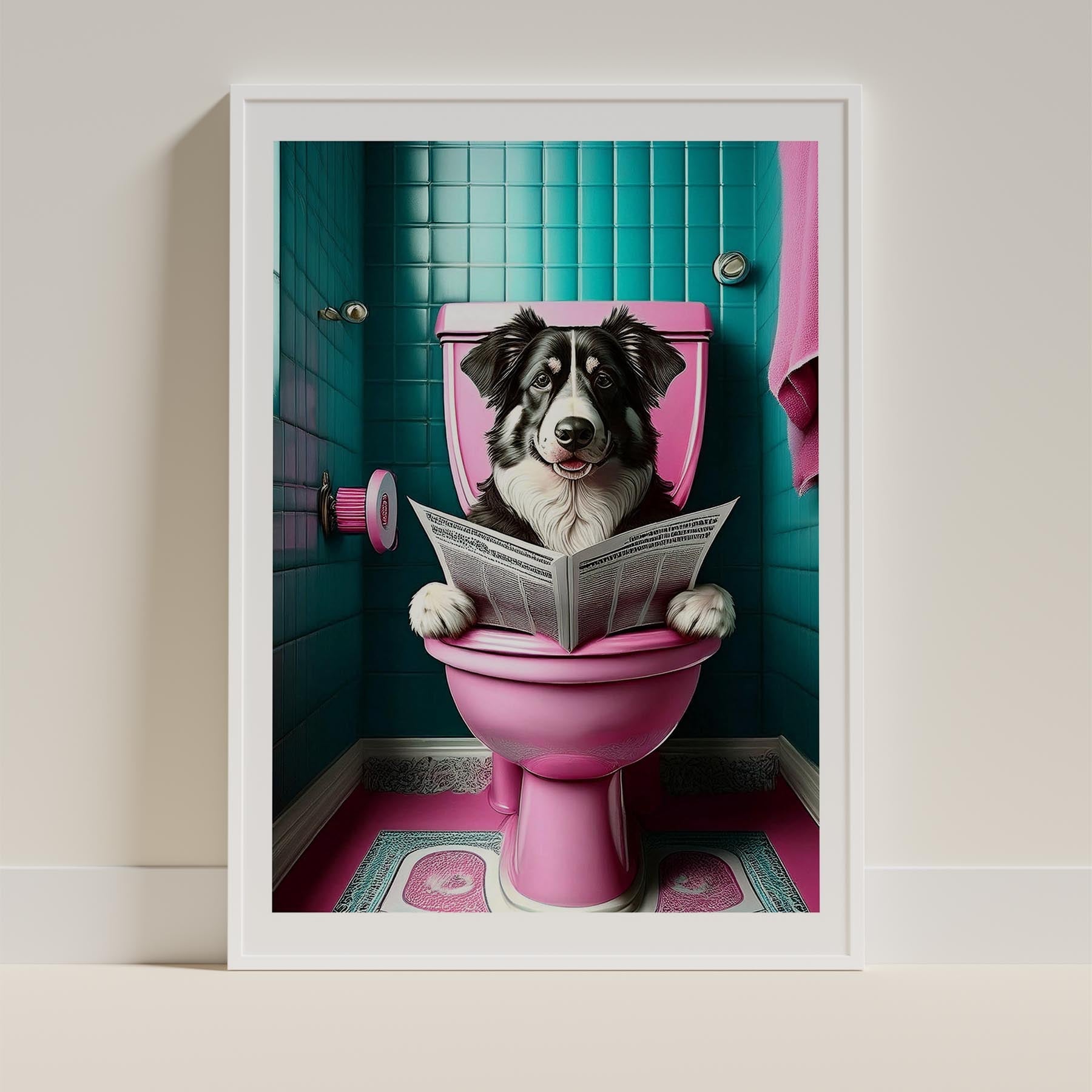 Australian Shepherd Toilet Dogs PInk and Turquise image 9