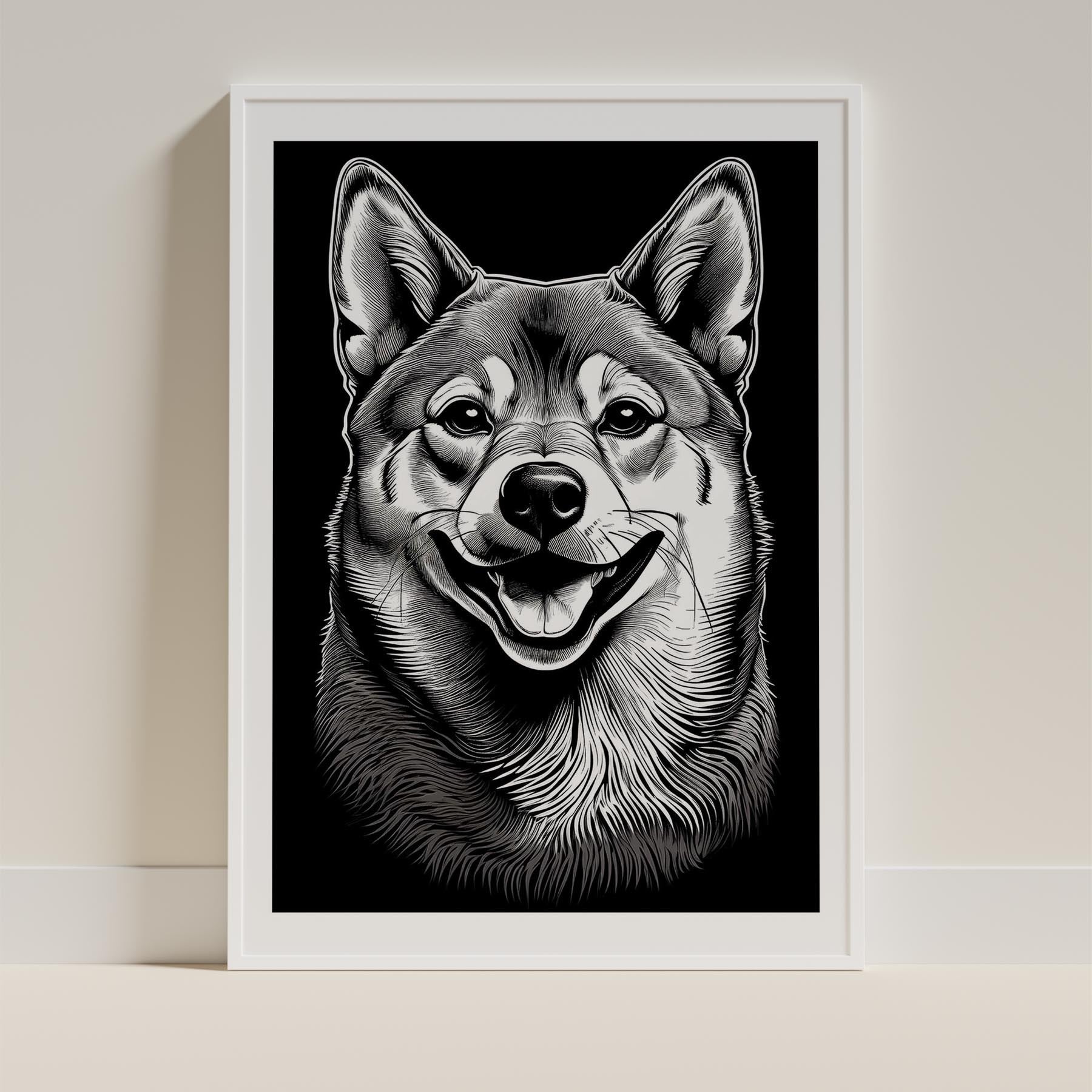 Shiba Line Dog Series in Black and White image 9