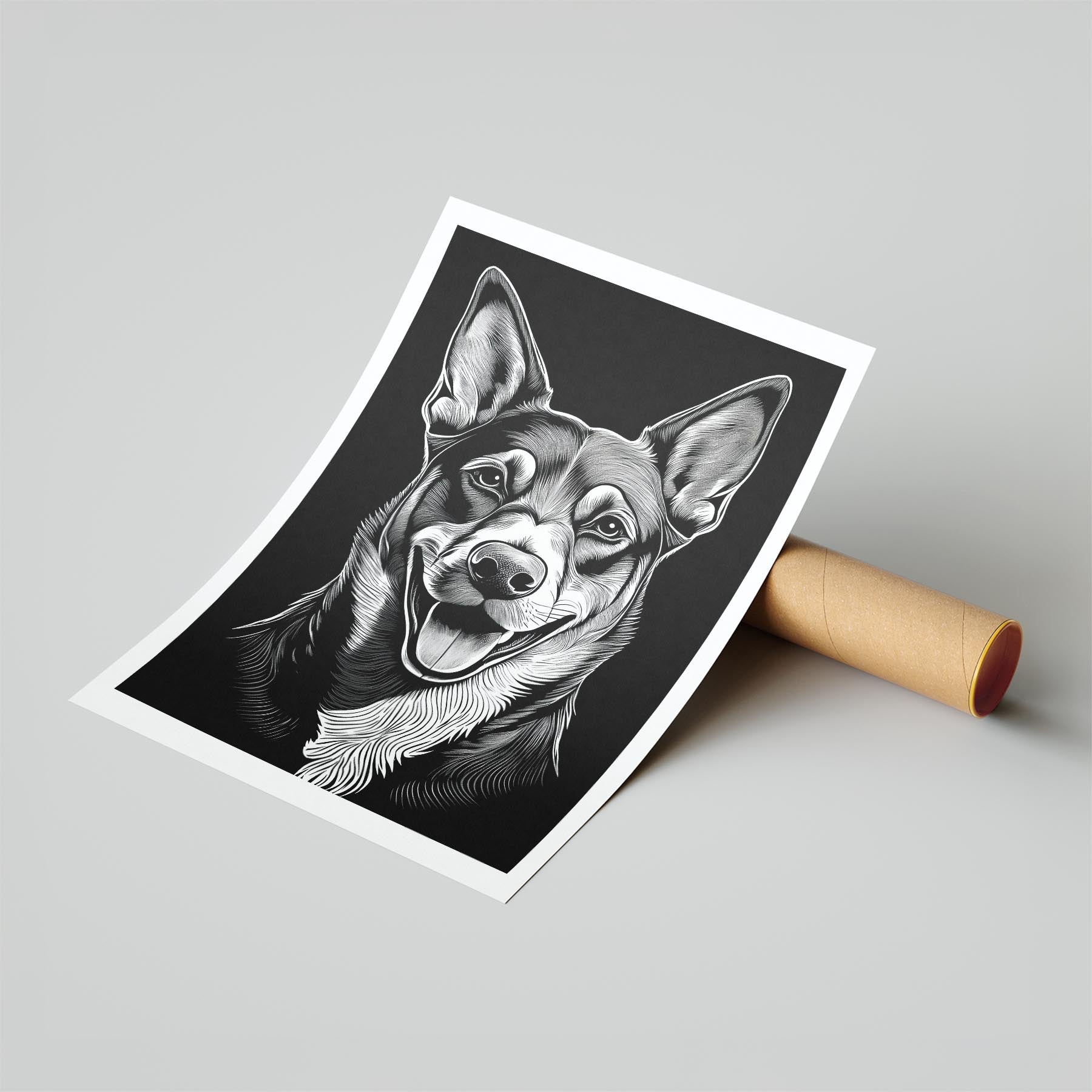 Kelpie Line Dog Series in Black and White image 6