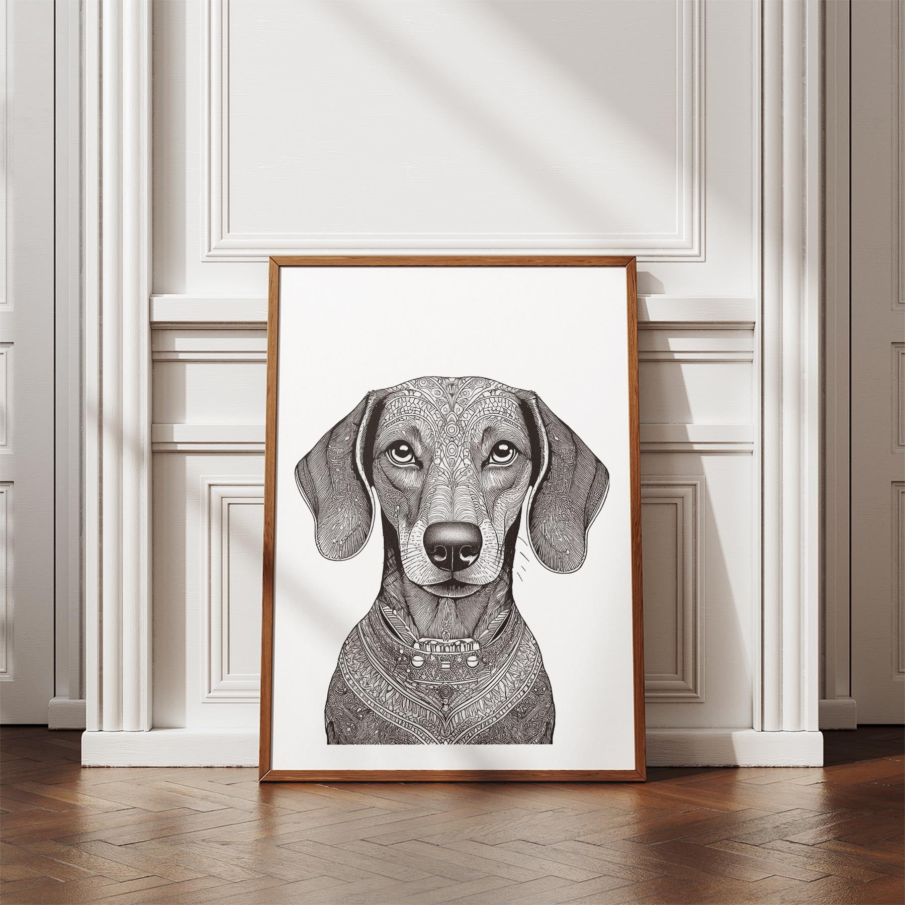 Dachshund Mandala Black and White Dog Series image 4