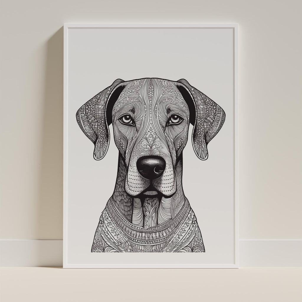 Great Dane Mandala Black and White Dog Series image 9