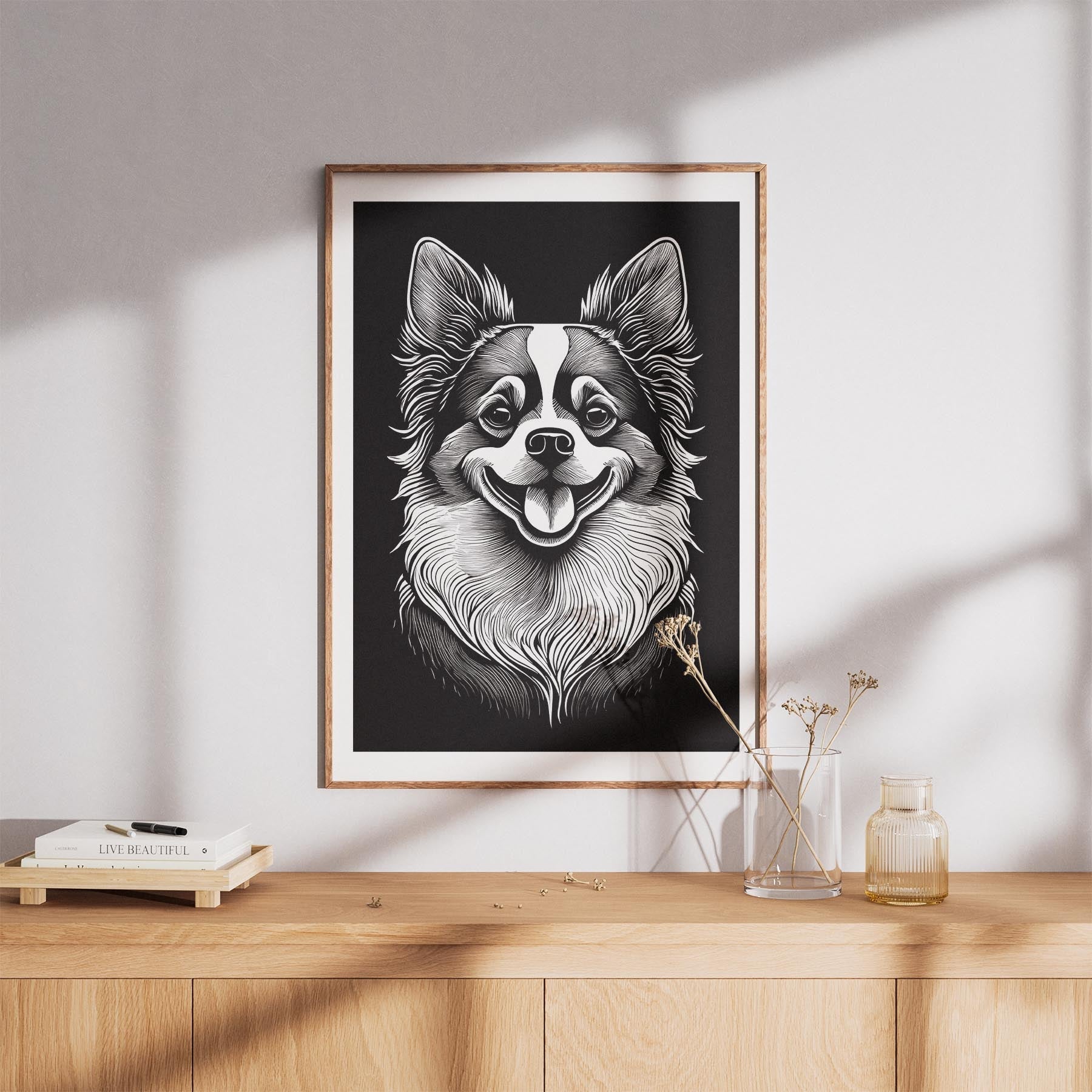 Japanese Chin Line Dog Series in Black and White image 8