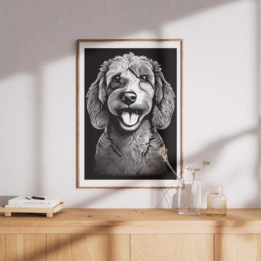 Cavoodle Line Dog Series in Black and White image 8