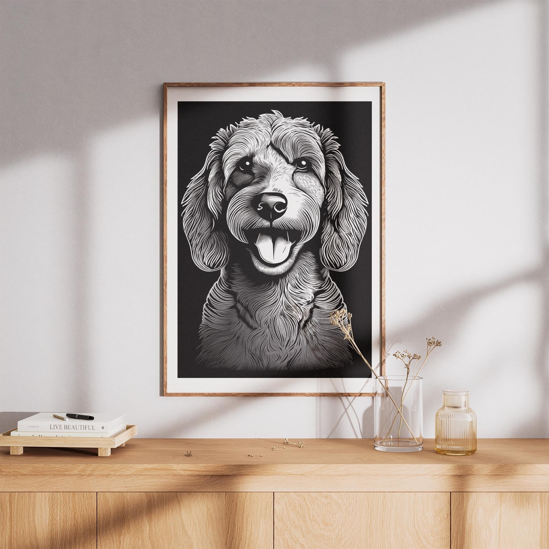 Cavoodle Line Dog Series in Black and White image 8