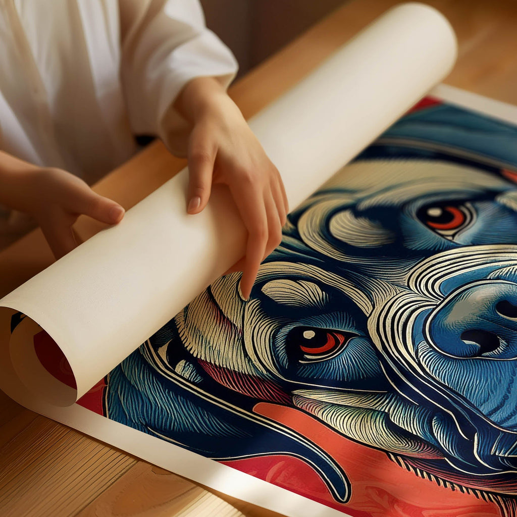 Dogue de Bordeaux Hokusai Japanese Inspired Dog Series with Text image 1