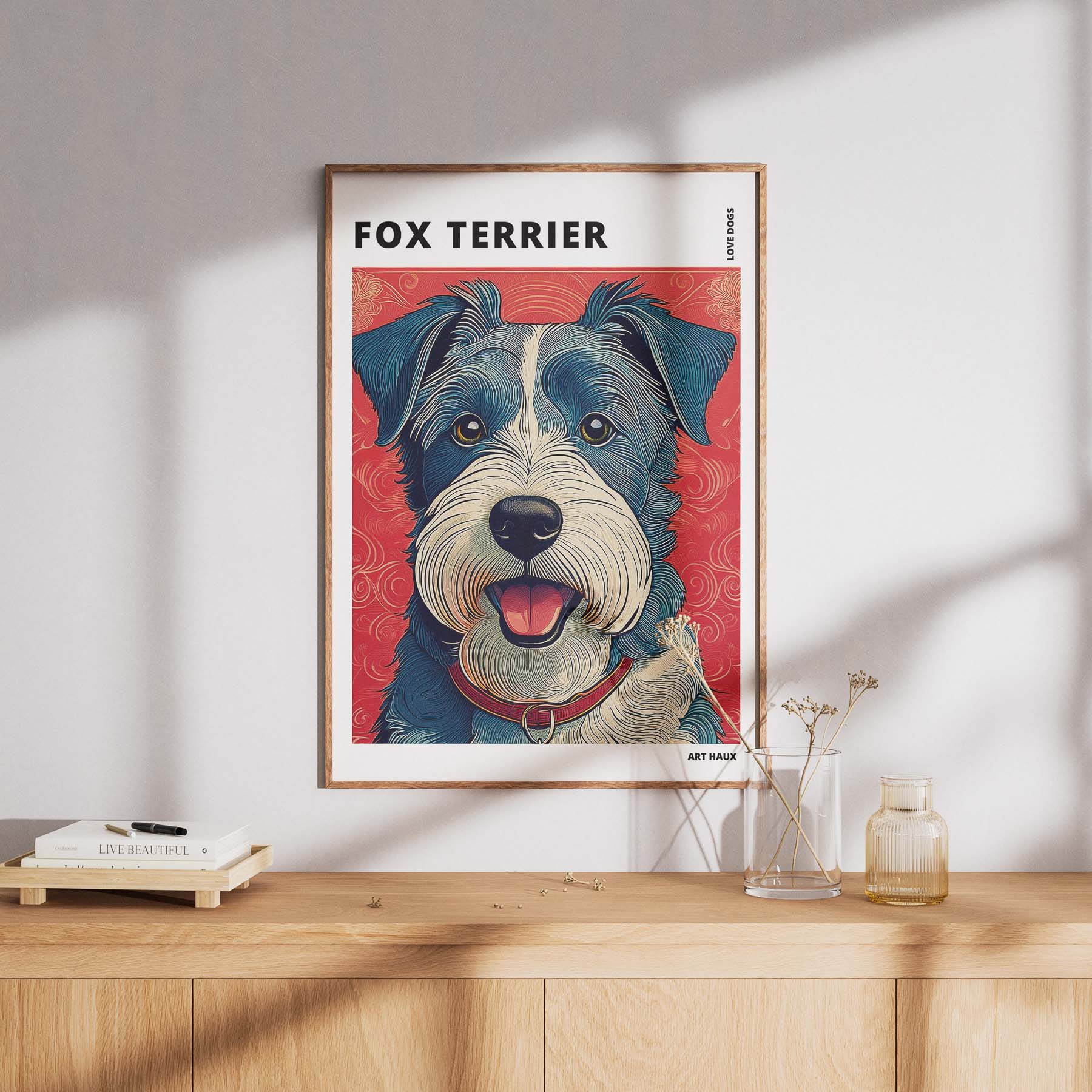 Fox Terrier Hokusai Japanese Inspired Dog Series with Text image 7