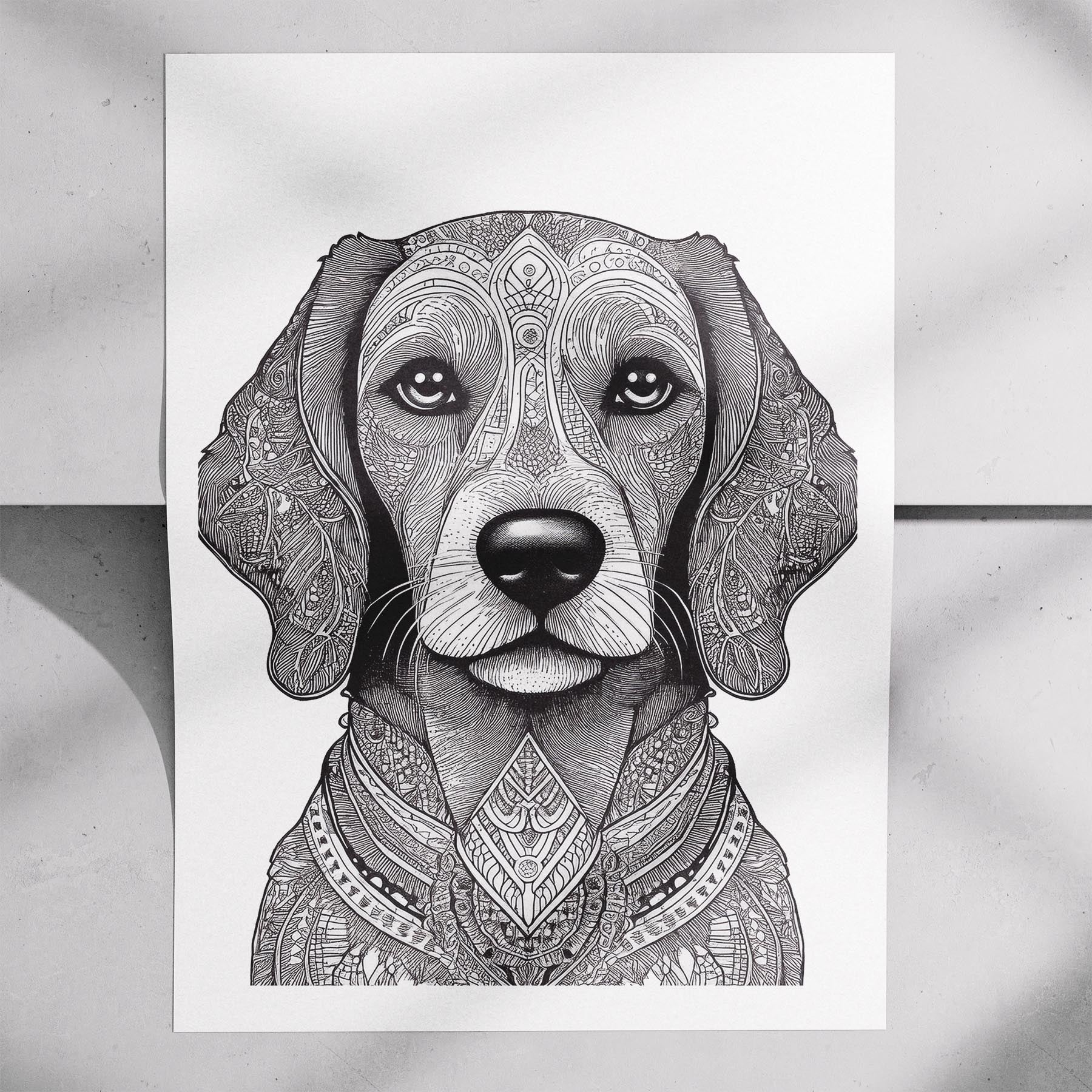Cavoodle Mandala Black and White Dog Series image 7
