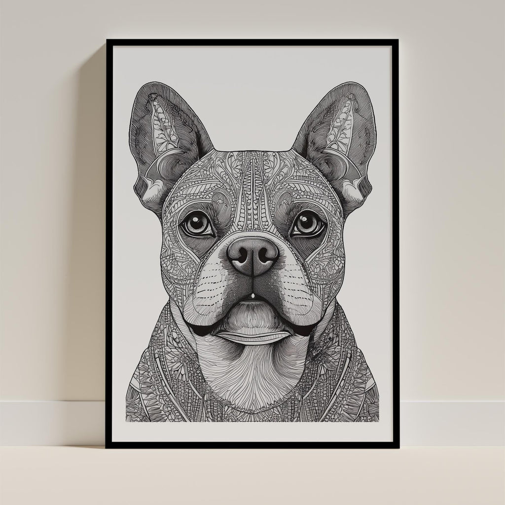 French Bulldog Mandala Black and White Dog Series image 0