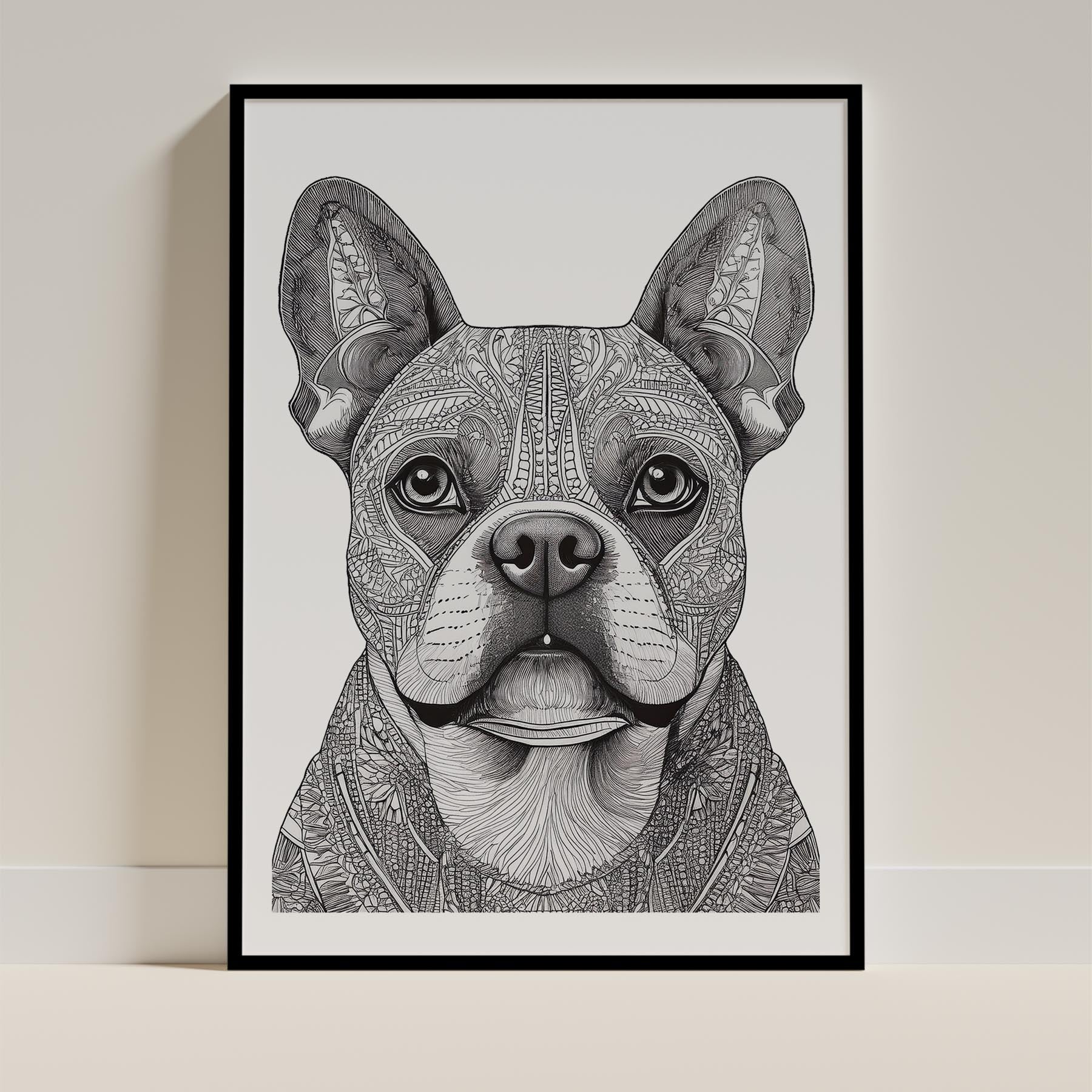French Bulldog Mandala Black and White Dog Series image 0