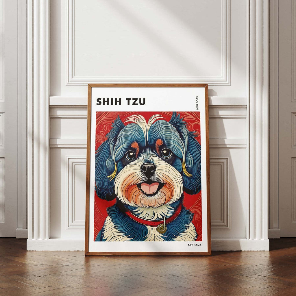 Shih Tzu Hokusai Japanese Inspired Dog Series with Text image 4