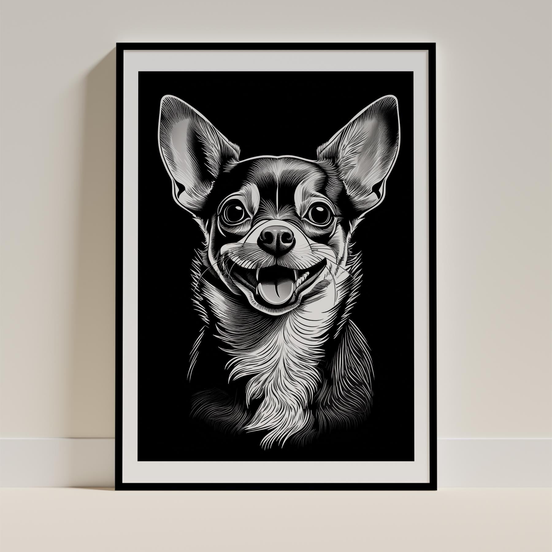 Chihuahua Line Dog Series in Black and White image 0