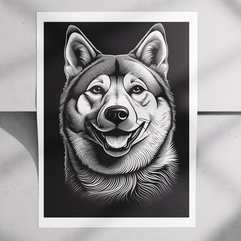 Akita Inu Line Dog Series in Black and White image 7