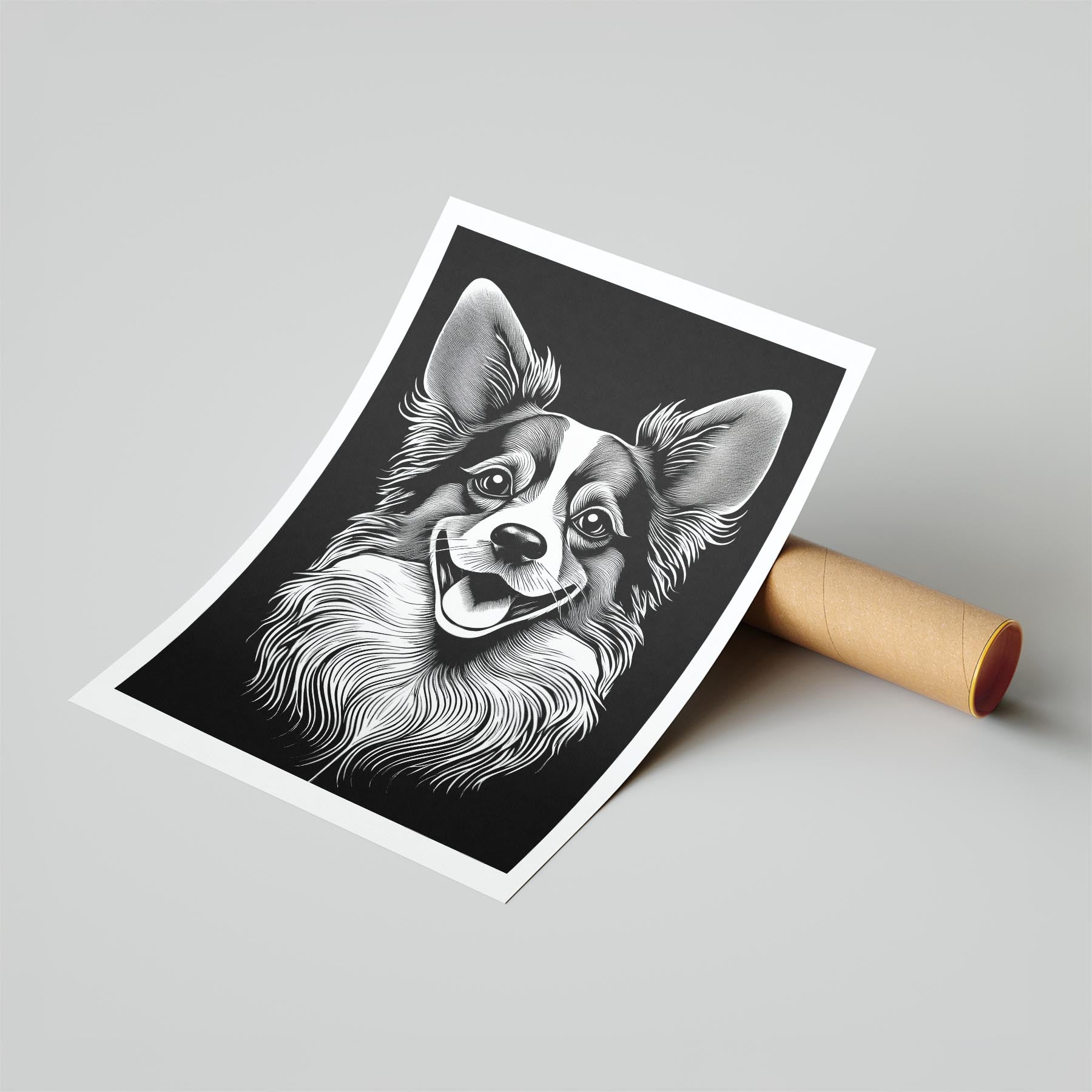 Papillon Line Dog Series in Black and White image 6