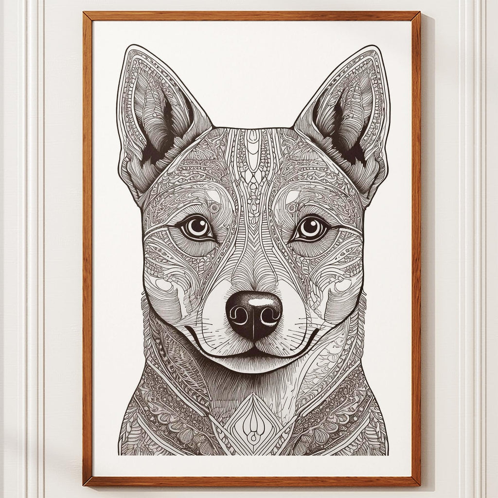 Shiba Mandala Black and White Dog Series image 10