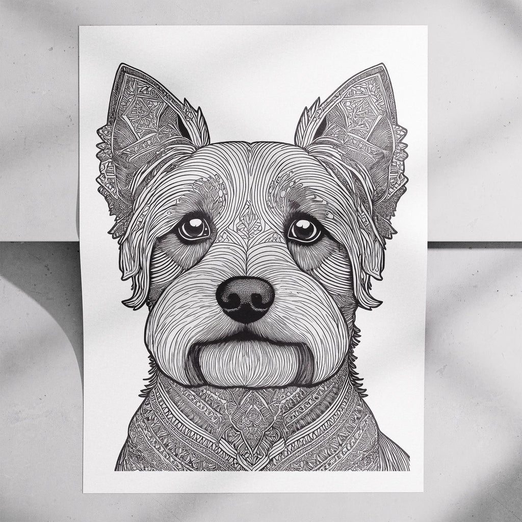 Yorkshire Terrier Mandala Black and White Dog Series image 7