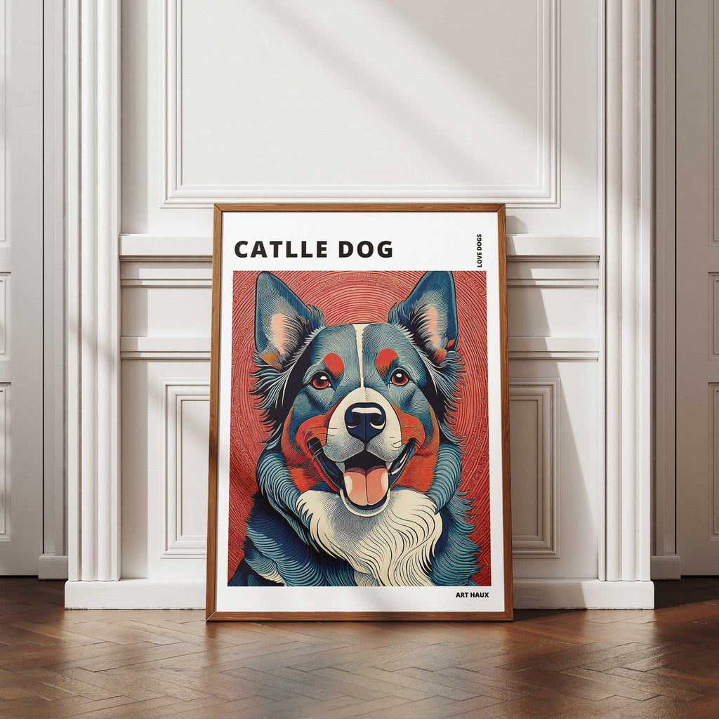 Cattle Dog Hokusai Japanese Inspired Dog Series with Text image 4