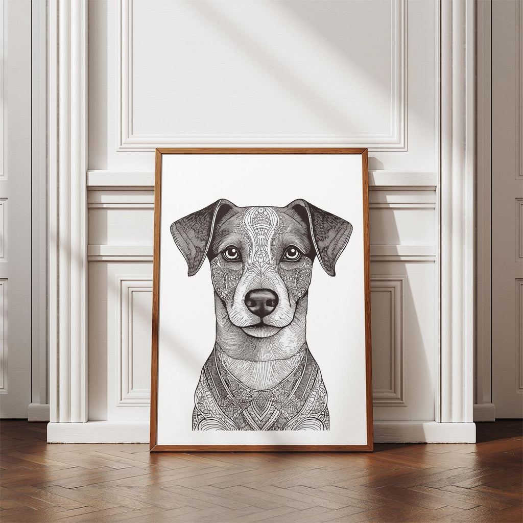 Jack Russell Mandala Black and White Dog Series image 4