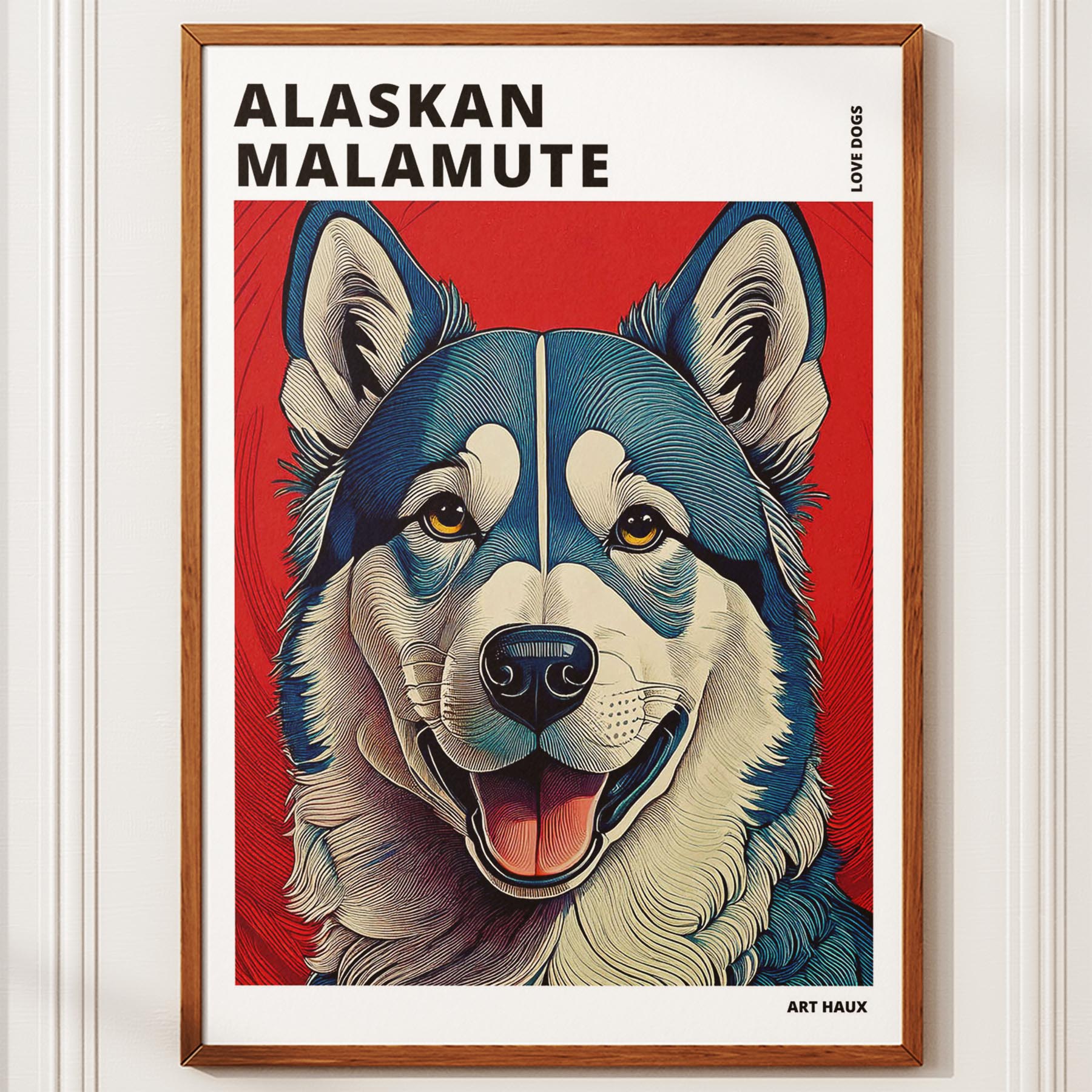 Alaskan Malamute Hokusai Japanese Inspired Dog Series with Text image 9