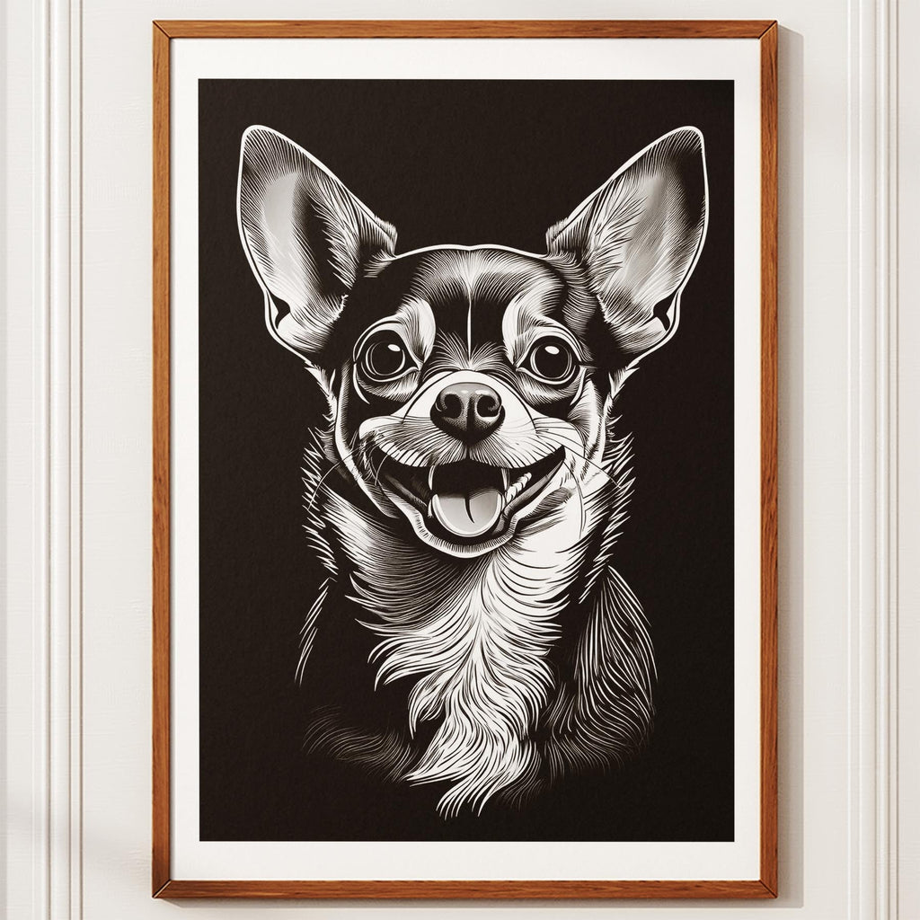 Chihuahua Line Dog Series in Black and White image 10