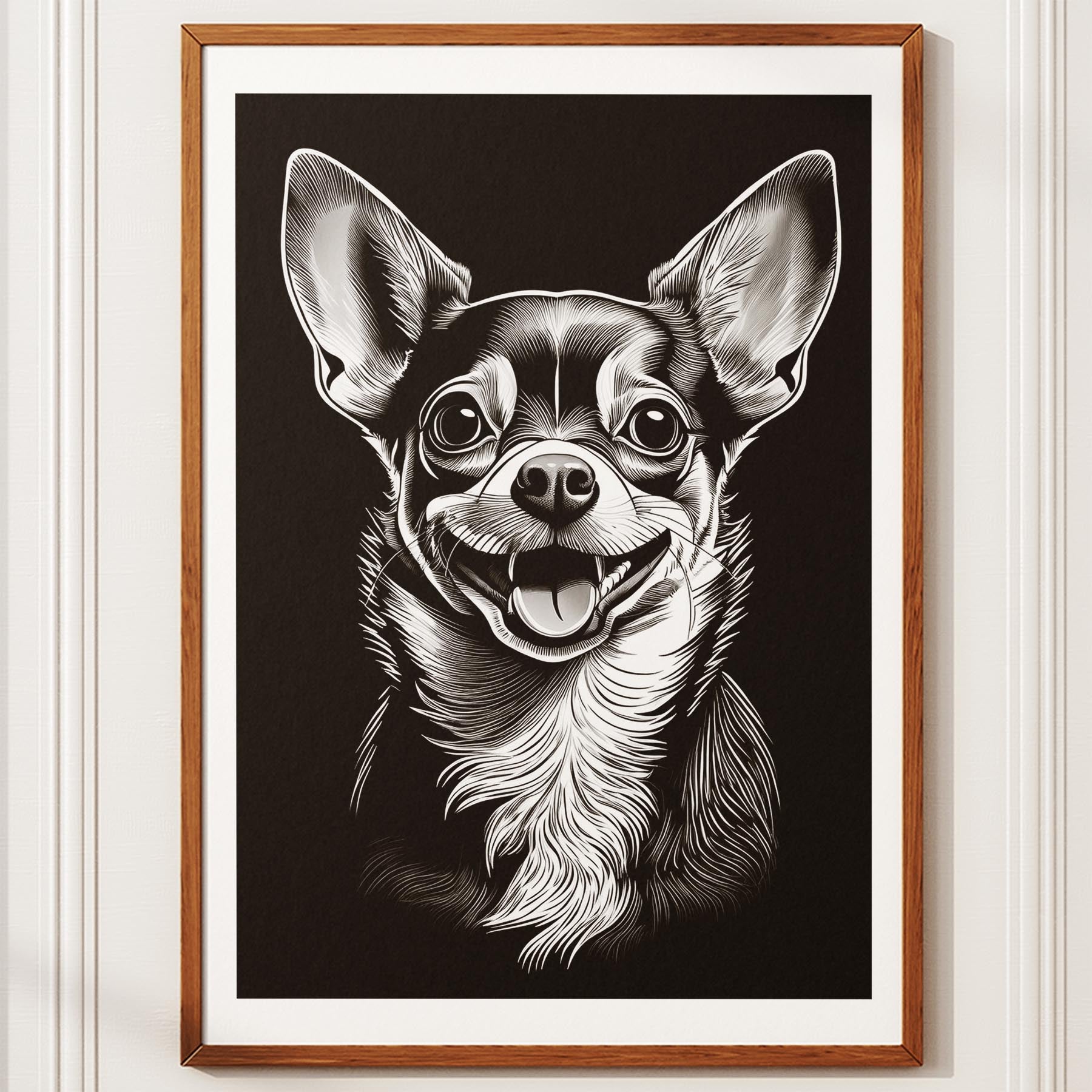 Chihuahua Line Dog Series in Black and White image 10
