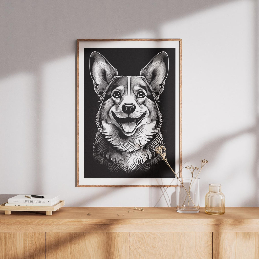 Corgi Line Dog Series in Black and White image 8