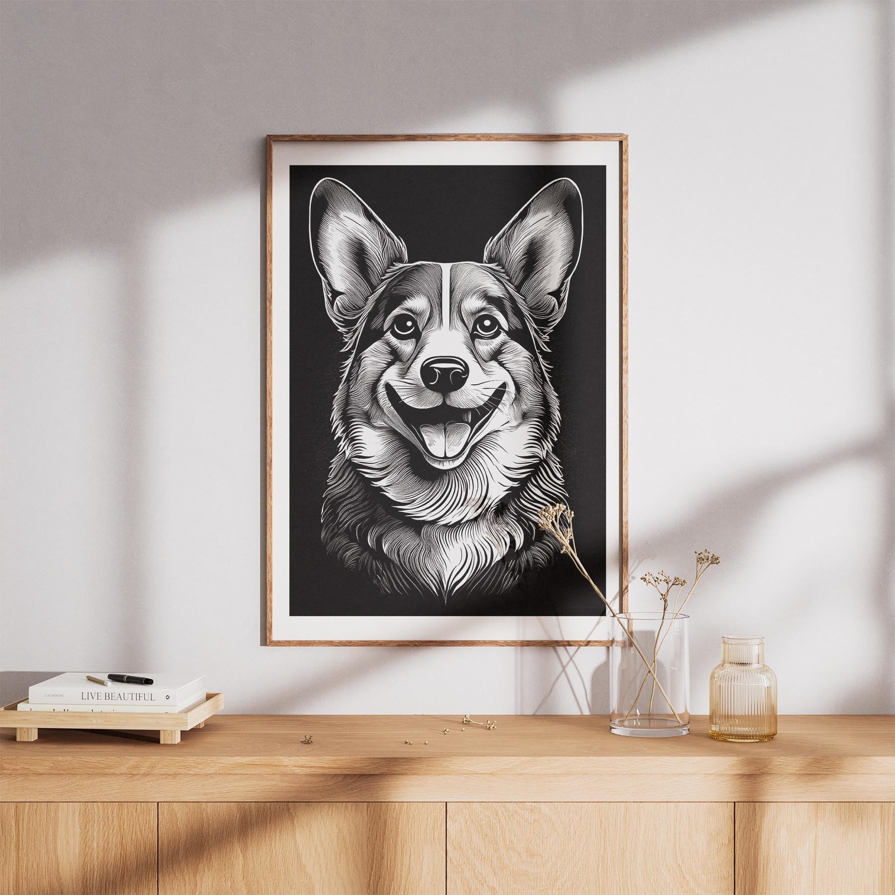 Corgi Line Dog Series in Black and White image 8