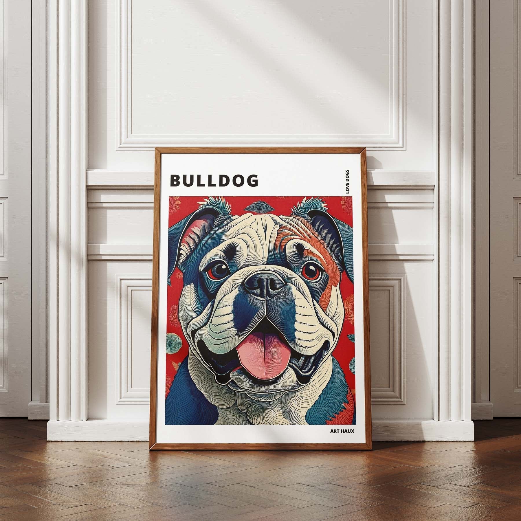 Bulldog Hokusai Japanese Inspired Dog Series with Text image 4