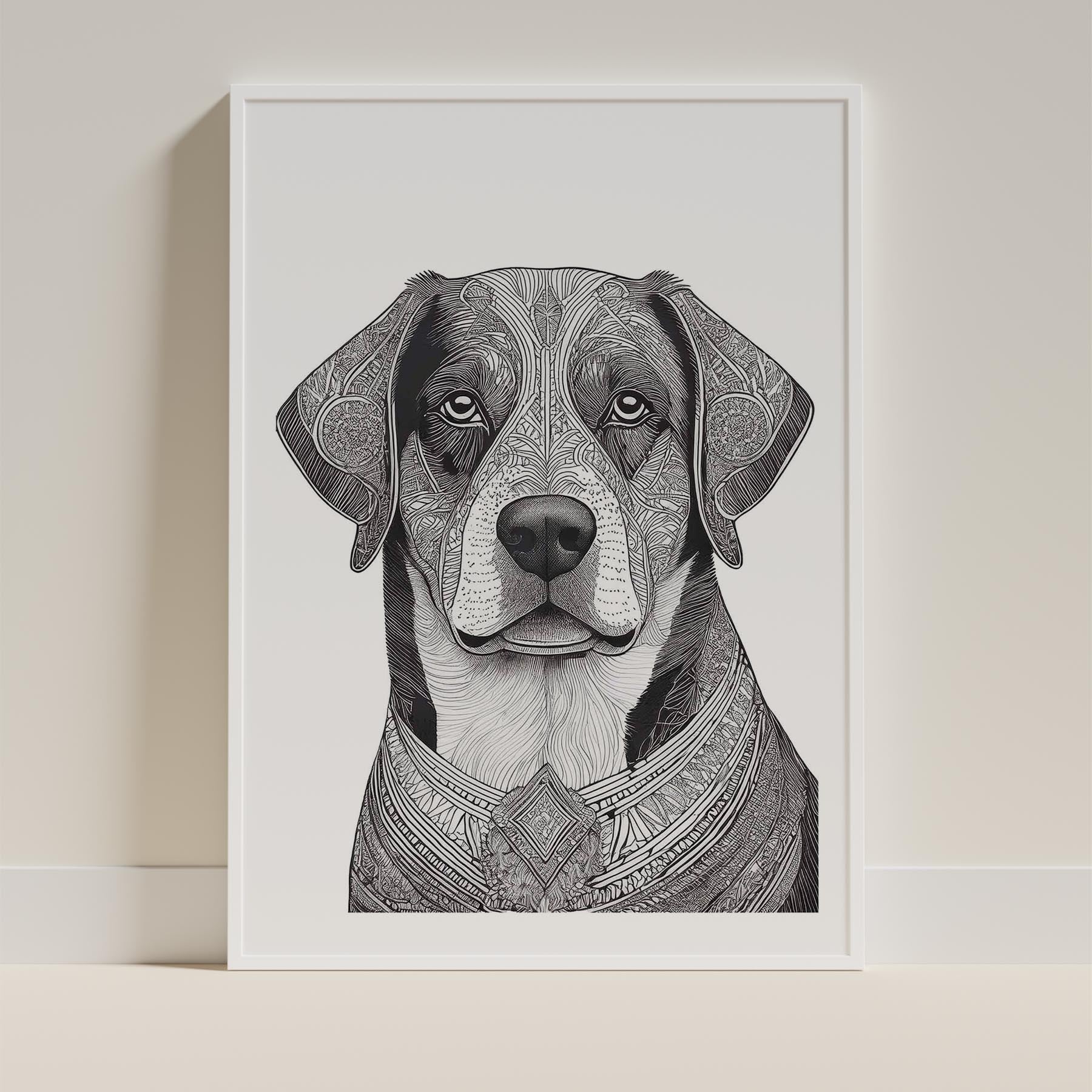 Bernese Mountain Dog Mandala Black and White Dog Series image 9