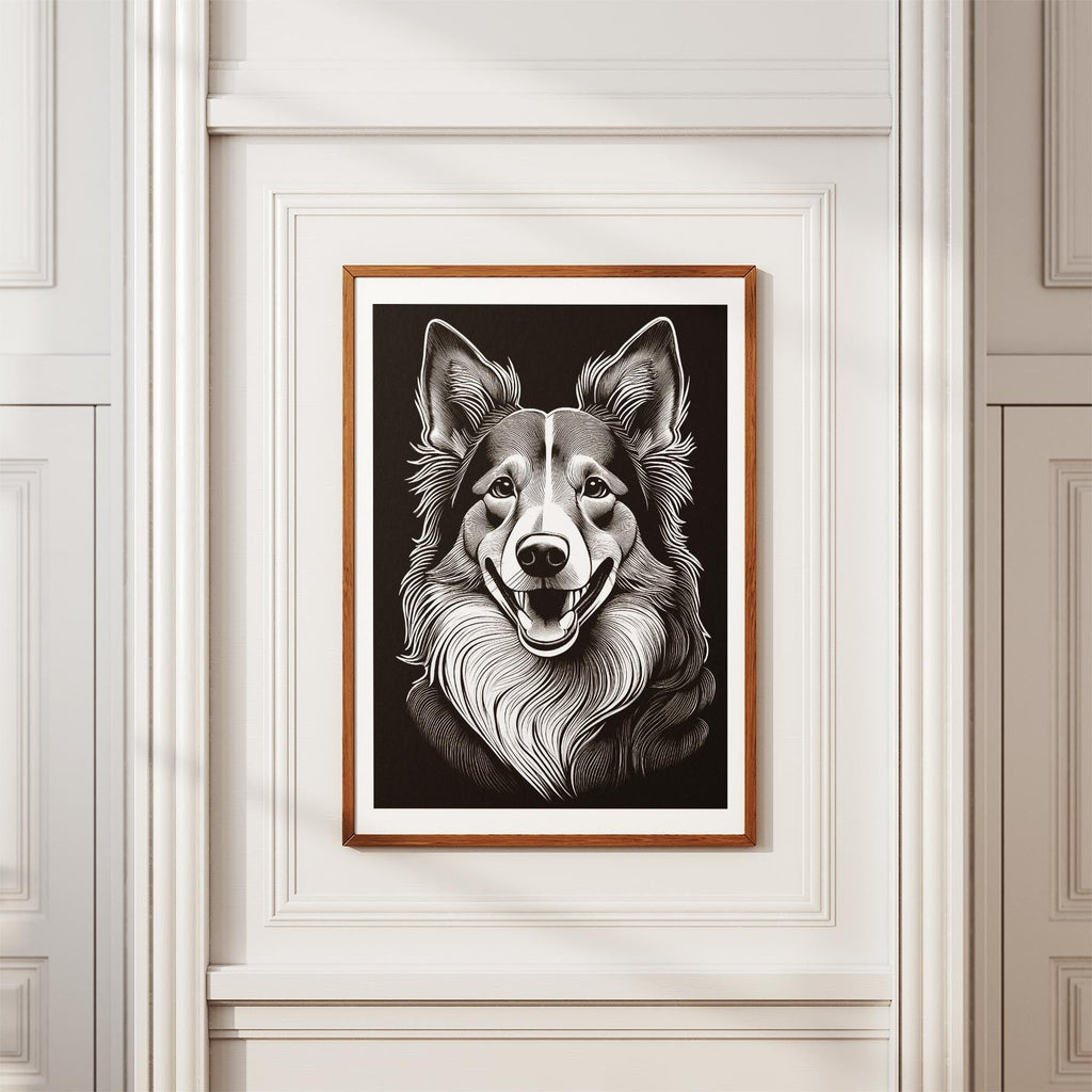 Shetland Sheepdog Line Dog Series in Black and White image 3