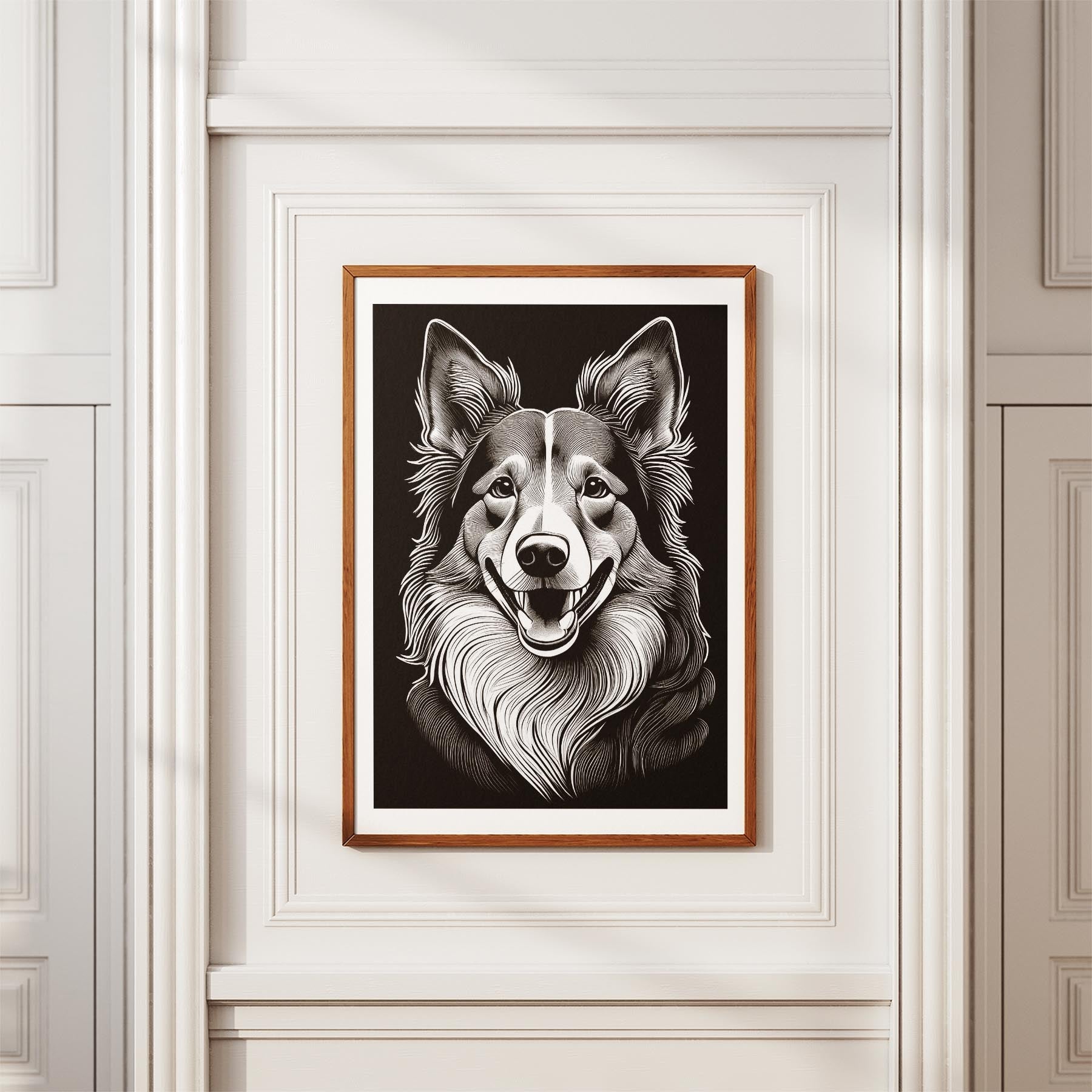 Shetland Sheepdog Line Dog Series in Black and White image 3