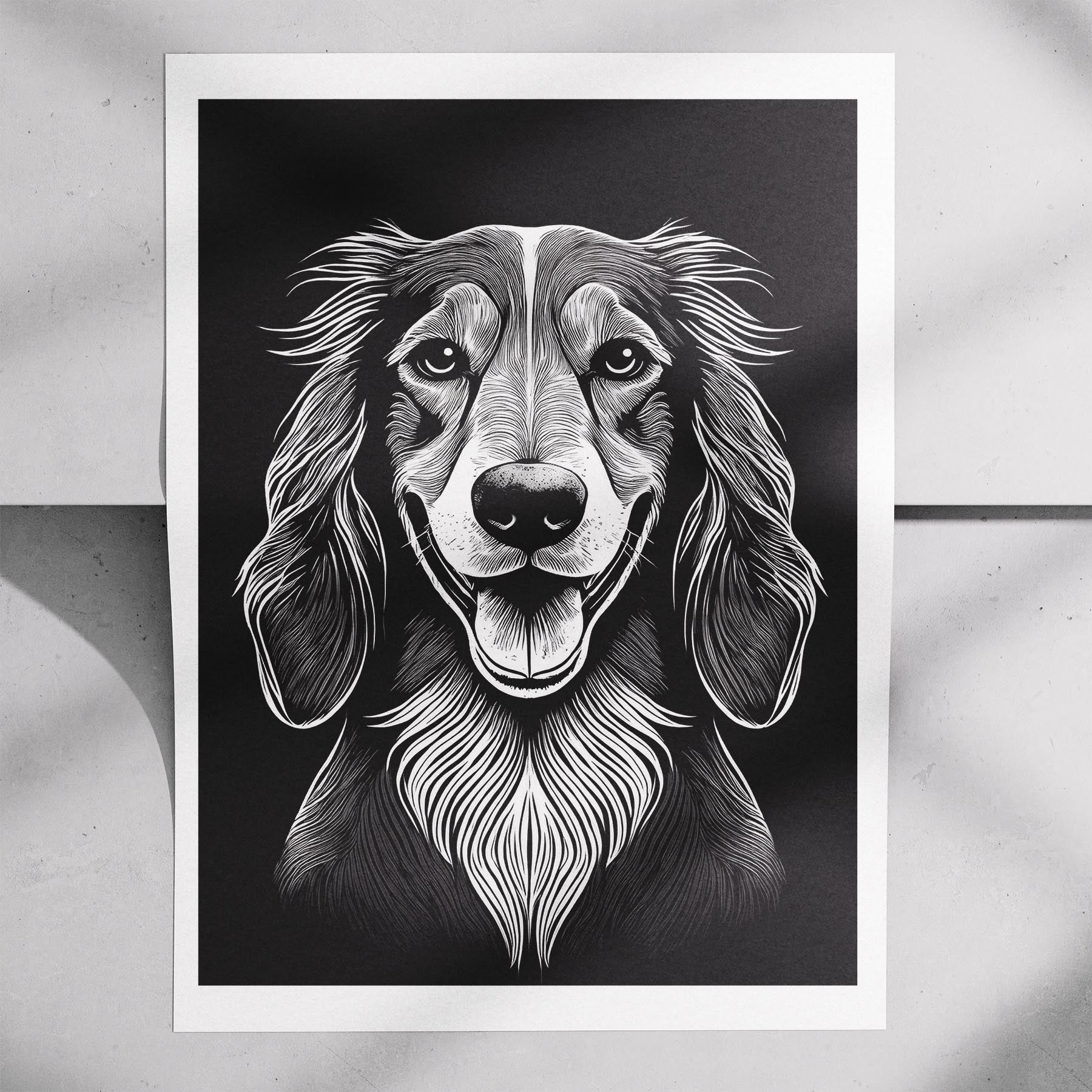 Afghan Line Dog Series in Black and White image 7