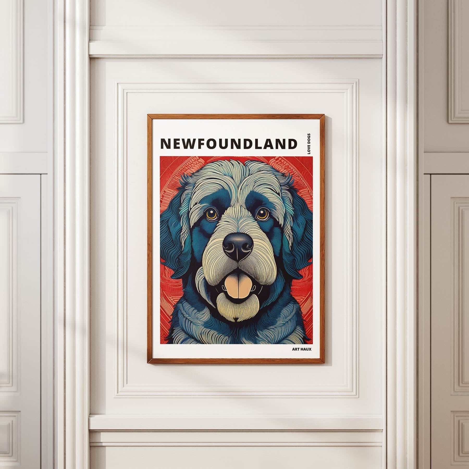 Newfoundland Hokusai Japanese Inspired Dog Series with Text image 3