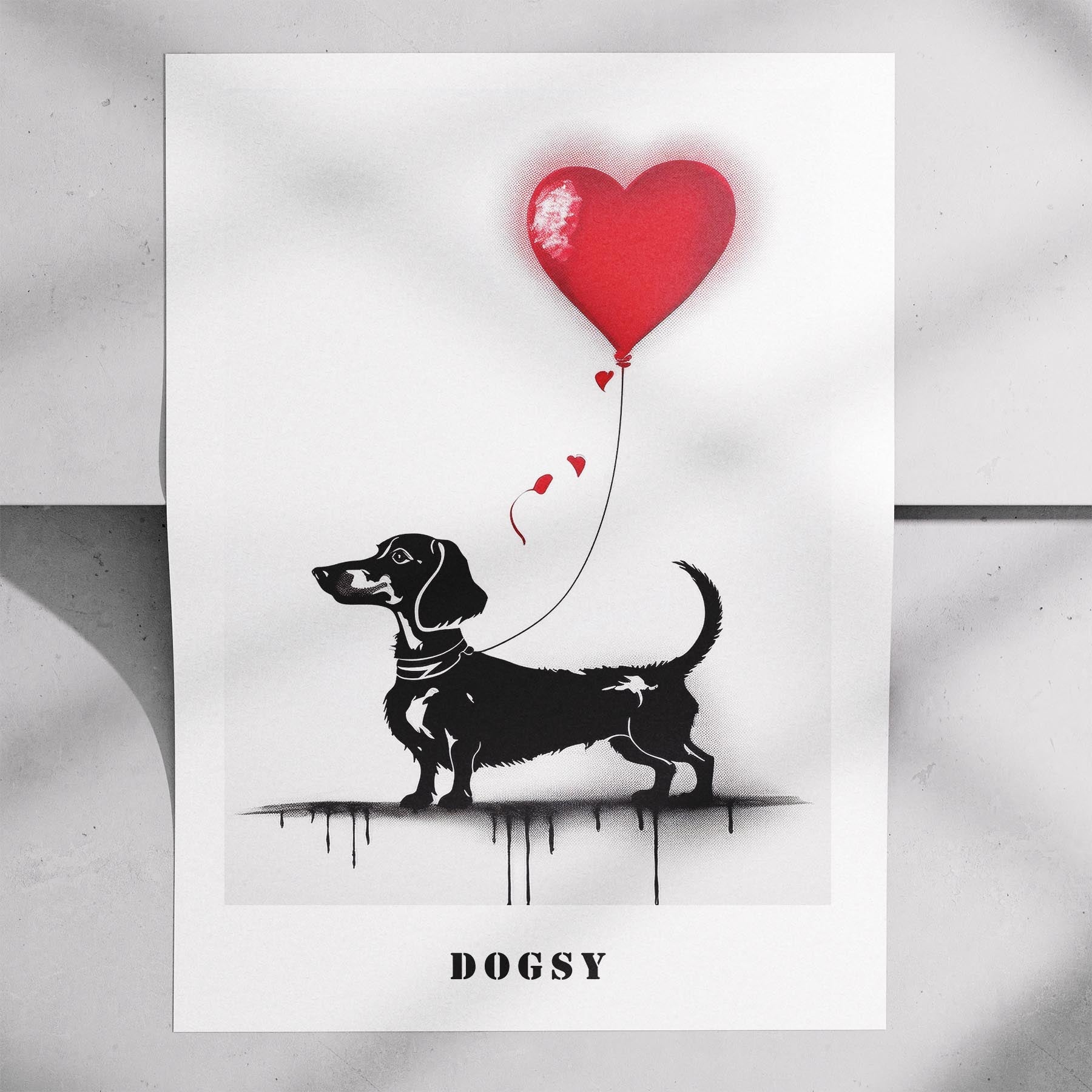Dachshund DOGSY Series inspired by the Art of Banksy with text Dogsy image 7